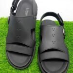 Sleekar Men's Black Buckle Sandal – Synthetic Upper with Rubber Sole