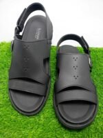 Sleekar Men's Black Buckle Sandal – Synthetic Upper with Rubber Sole
