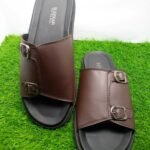 Sleekar Men's Black Buckle Sandal – Synthetic Upper with Rubber Sole