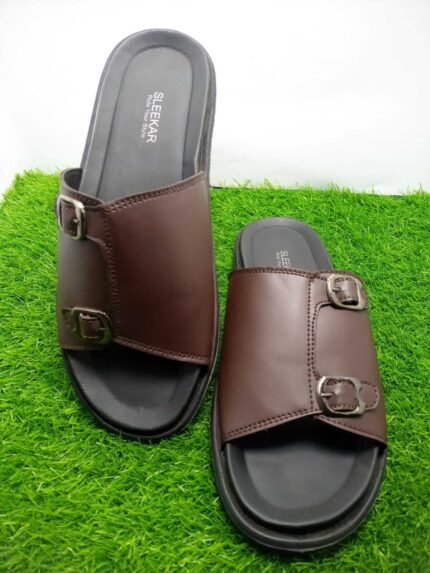 Sleekar Men's Black Buckle Sandal – Synthetic Upper with Rubber Sole (Copy)